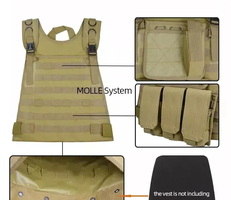 Tactical MOLLE Vest – Adjustable Military-Style Plate Carrier with Pouches
